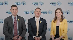 Adam Lundin, Jack Lundin and Canadian Cancer Society CEO Andrea Seale herald a partnership to create Canada’s largest glioblastoma research network.